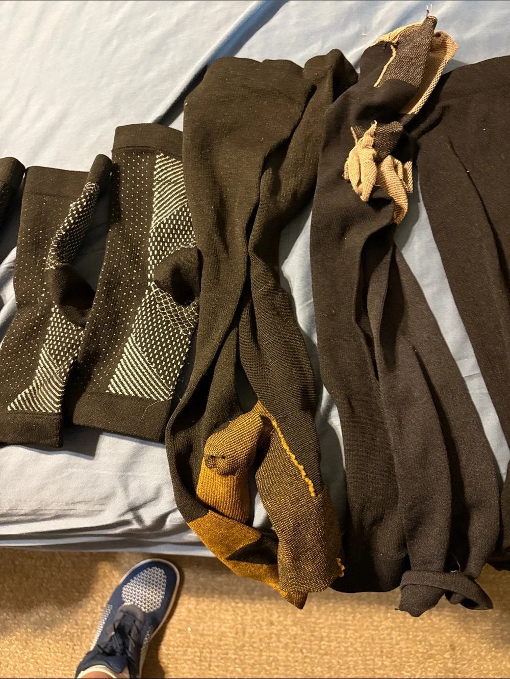 Unisex Black compression socks, 4 closed toe, 2 open toe. Worn very little.